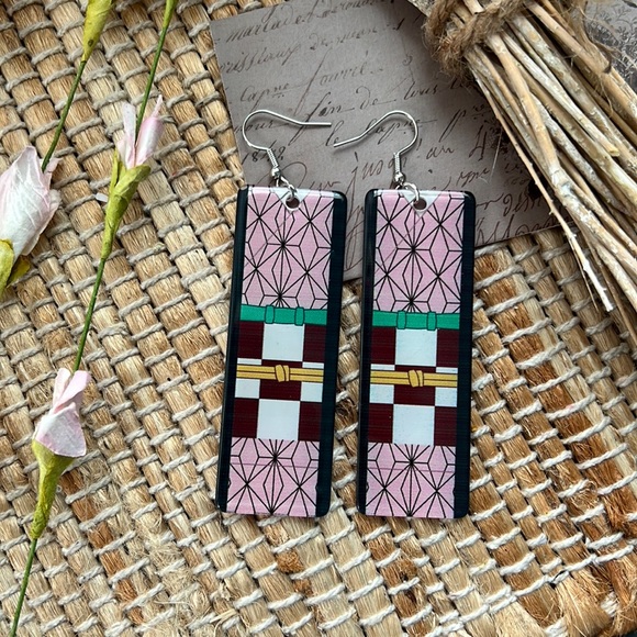 Nezuko demon slayer handmade earrings double-sided - Picture 1 of 2